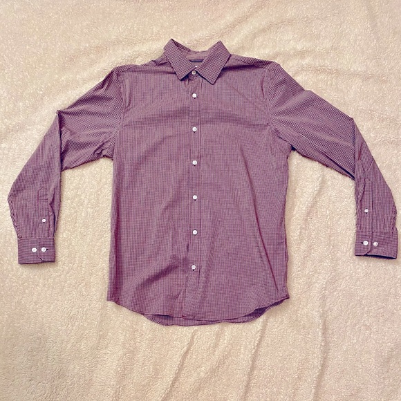 Red and White Plaid Dress Shirt Size Large - Picture 1 of 4